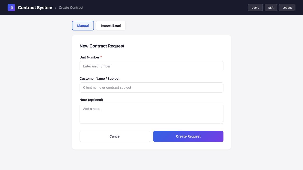 New contract request form
