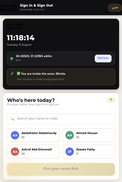 Mobile sign-in flow with zone verification